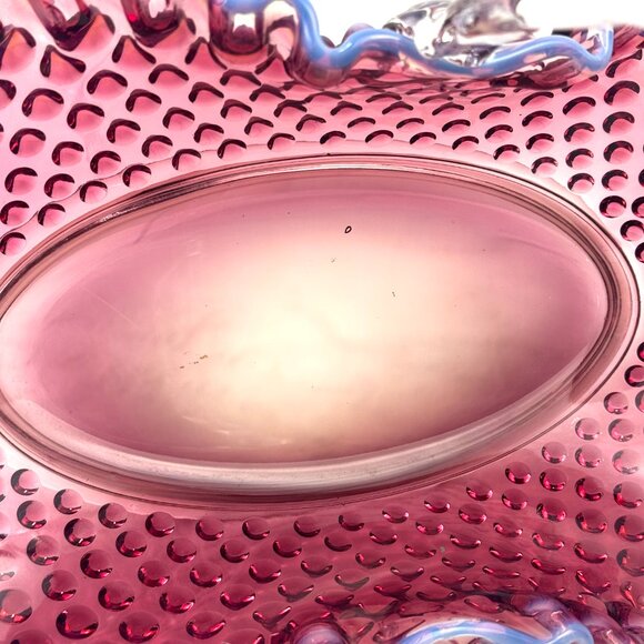 Fenton Plum Opalescent Hobnail Large 12.5" Oval Basket - Picture 12 of 16
